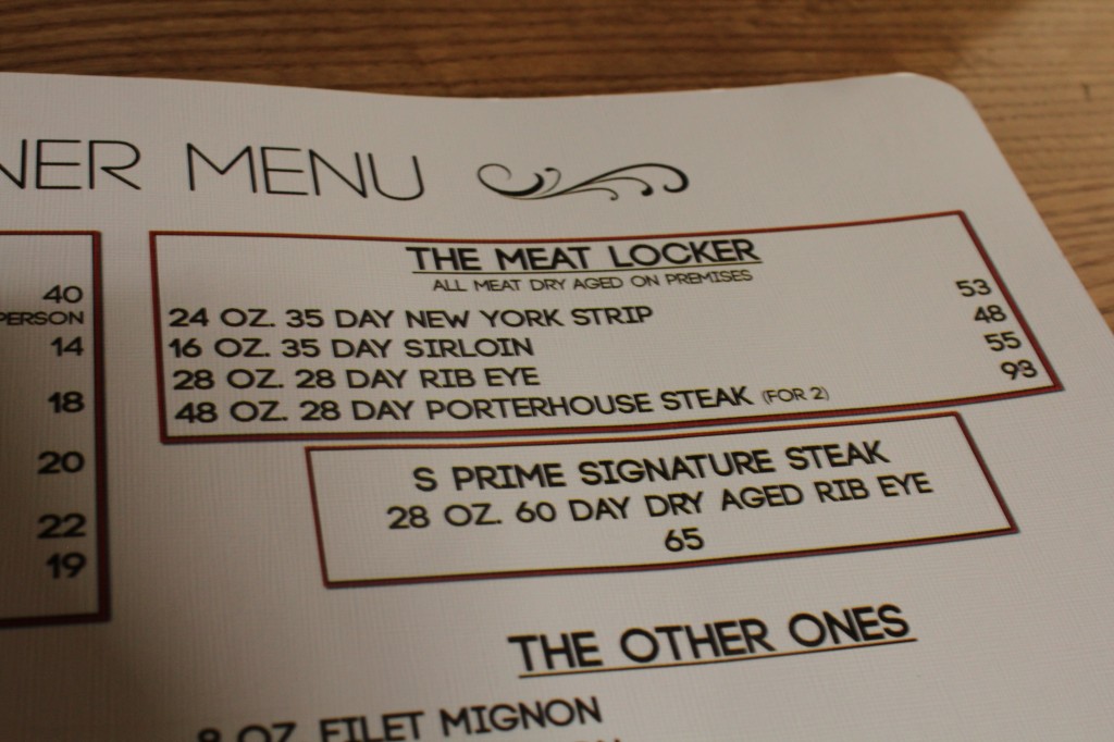 steakhouse menu